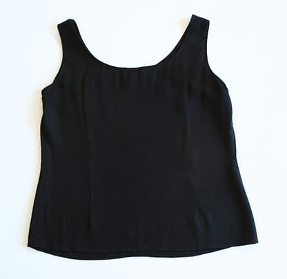 Rear full view of Escada women's black silk camisole