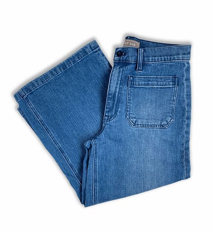 Vintage J.Crew Point Sur blue denim wide-leg crop jeans, size 28 short, available at Capra & Quail.