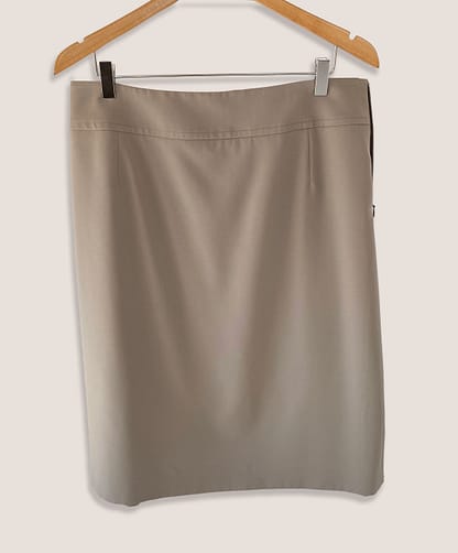 front view of an Akris Punto skirt in khaki