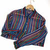 front view of a pre-loved and vintage Equipment striped silk blouse folded over