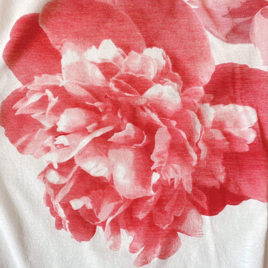 Flower design detail on J.Crew flower tee