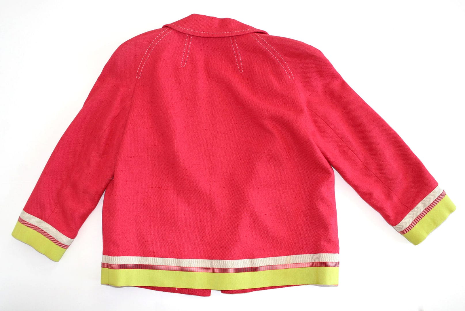 Rear view red Rena Lange silk jacket